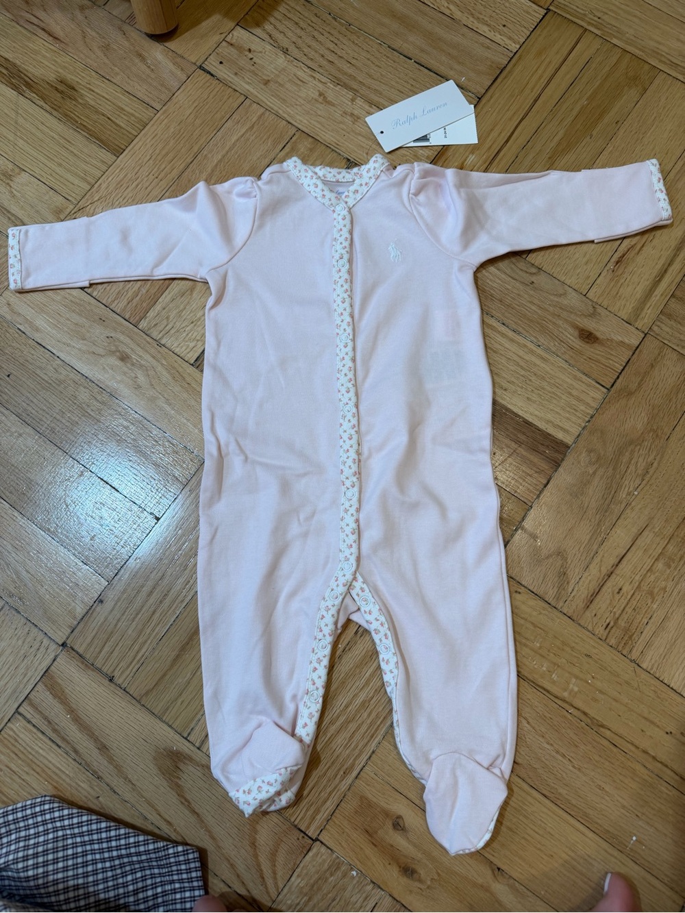 Ralph Lauren Pale Pink Footed Baby One-Piece